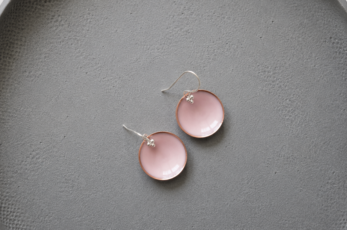 Enamel earrings Pink