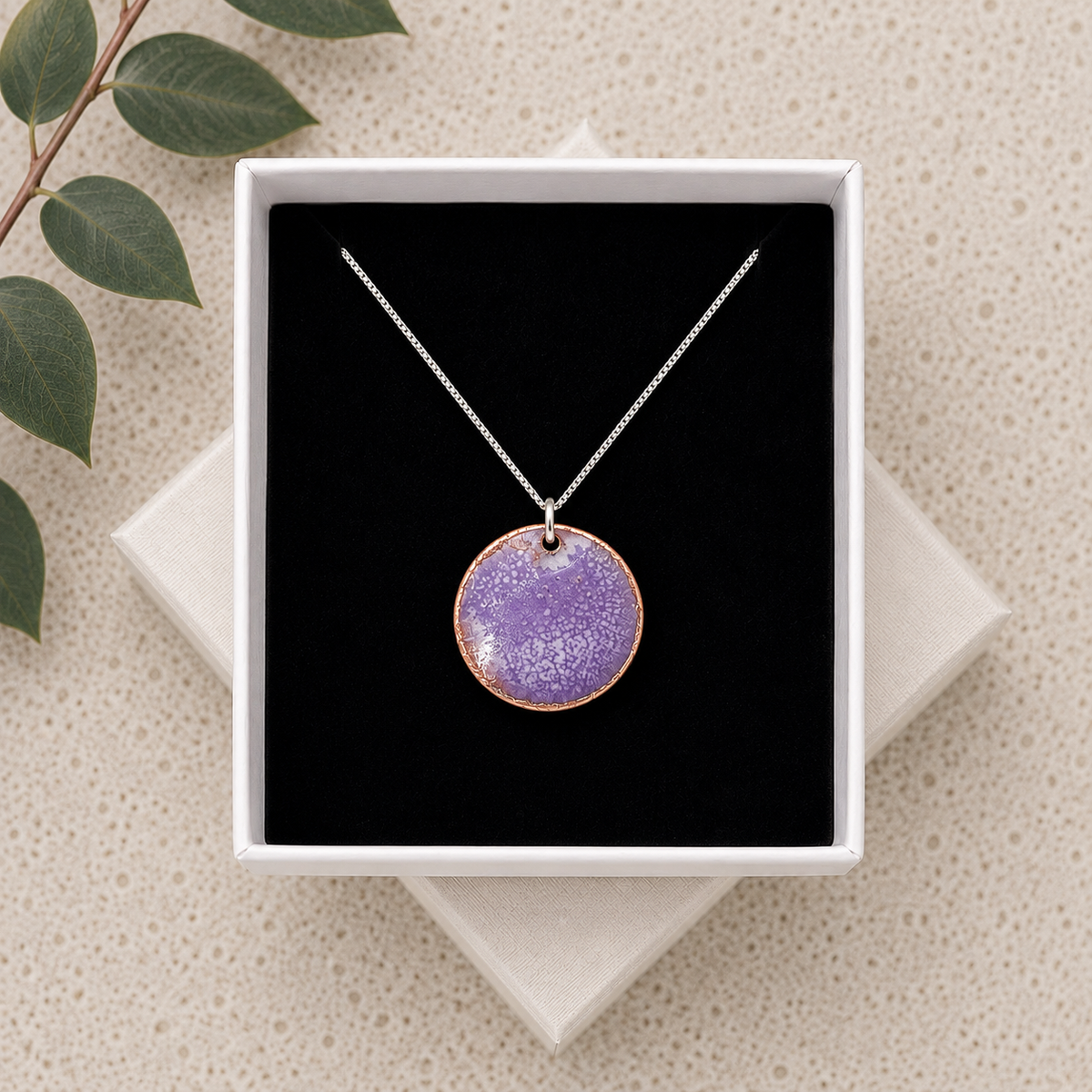 Enamel necklace Purple