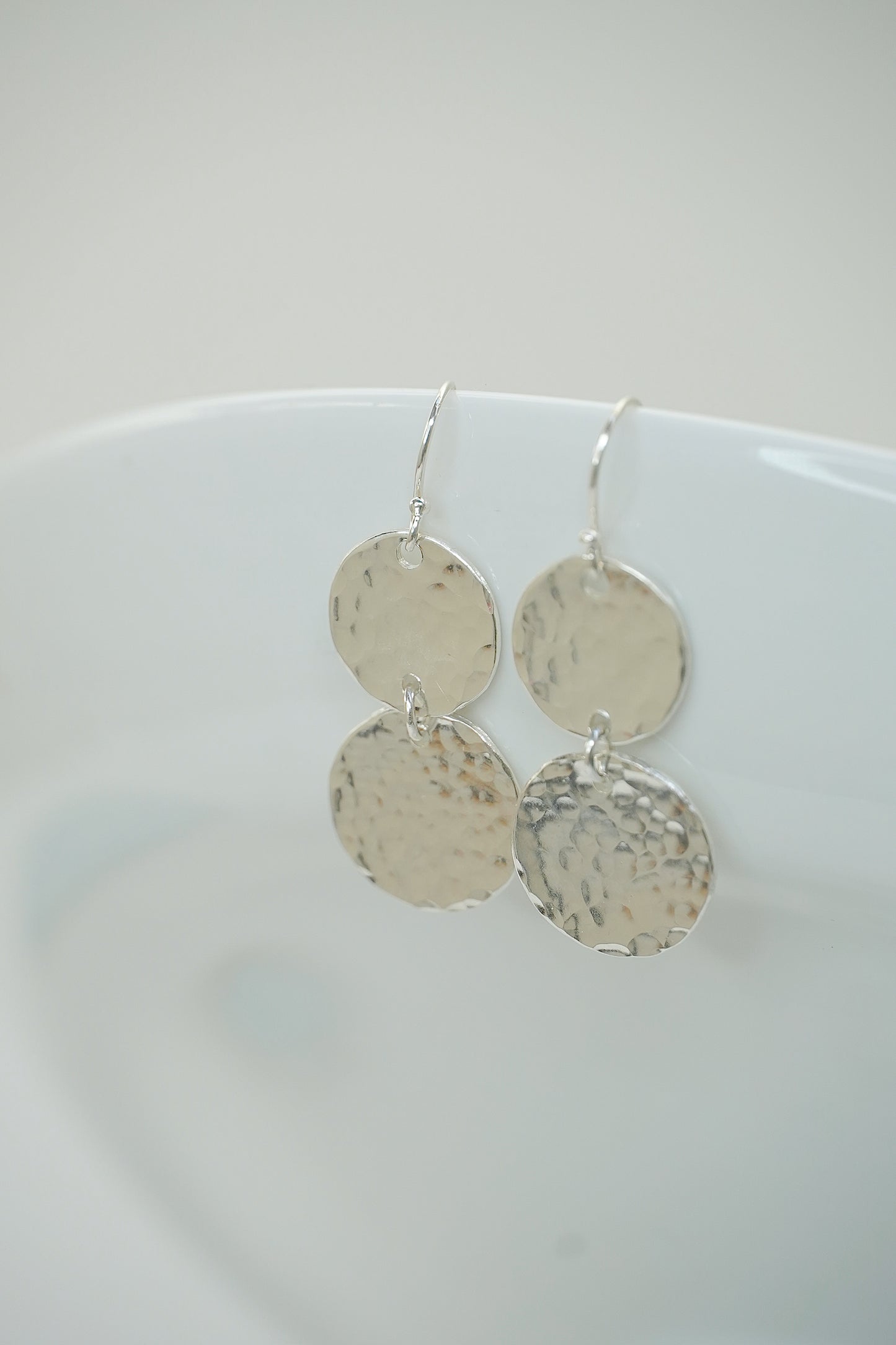 Double Sterling silver textured earrings 20mm diameter