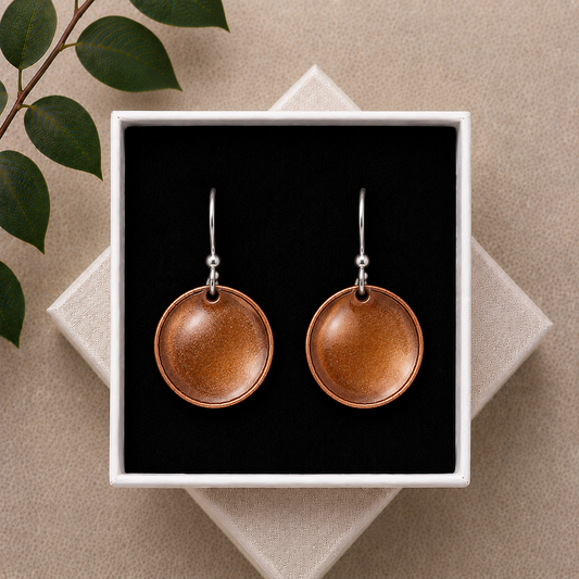 Enamel earrings Brown