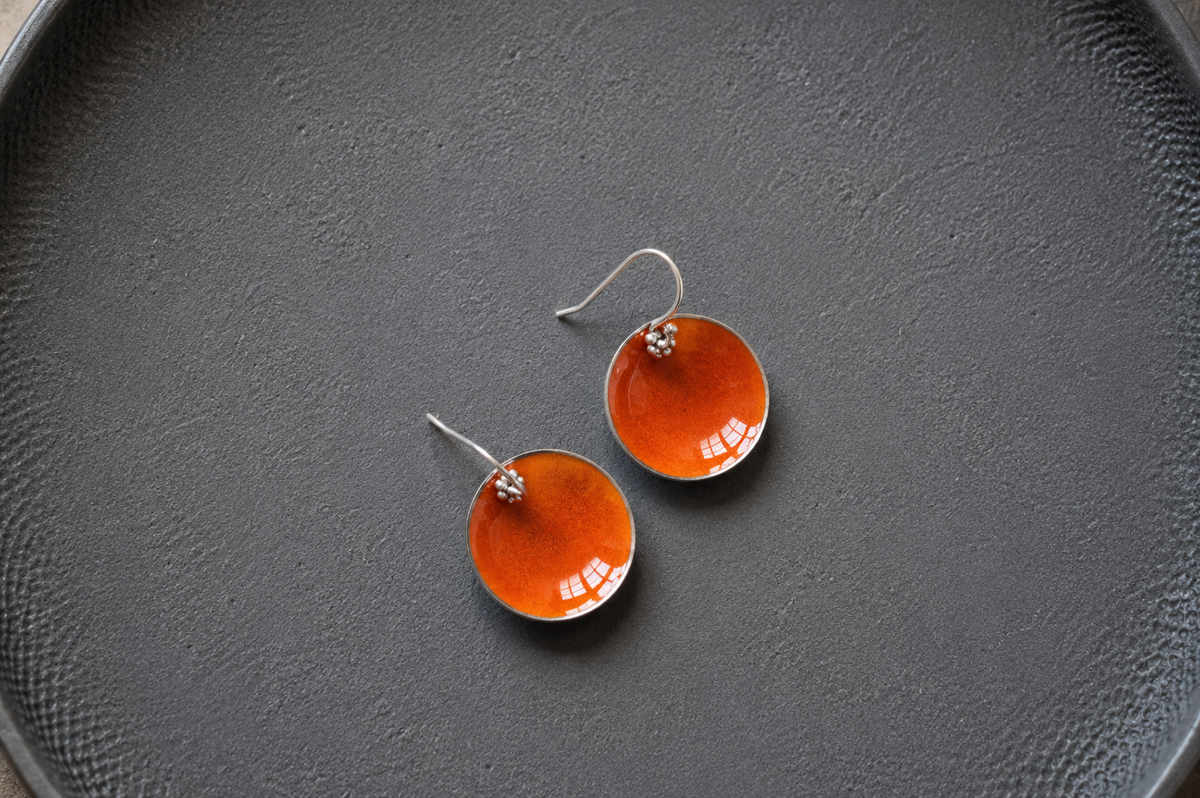 Enamel earrings Orange