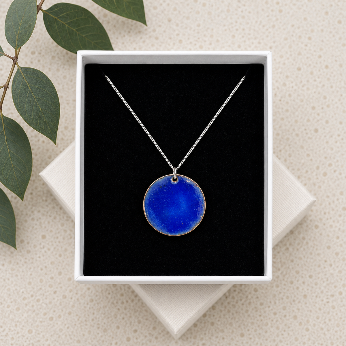 Enamel necklace Blue