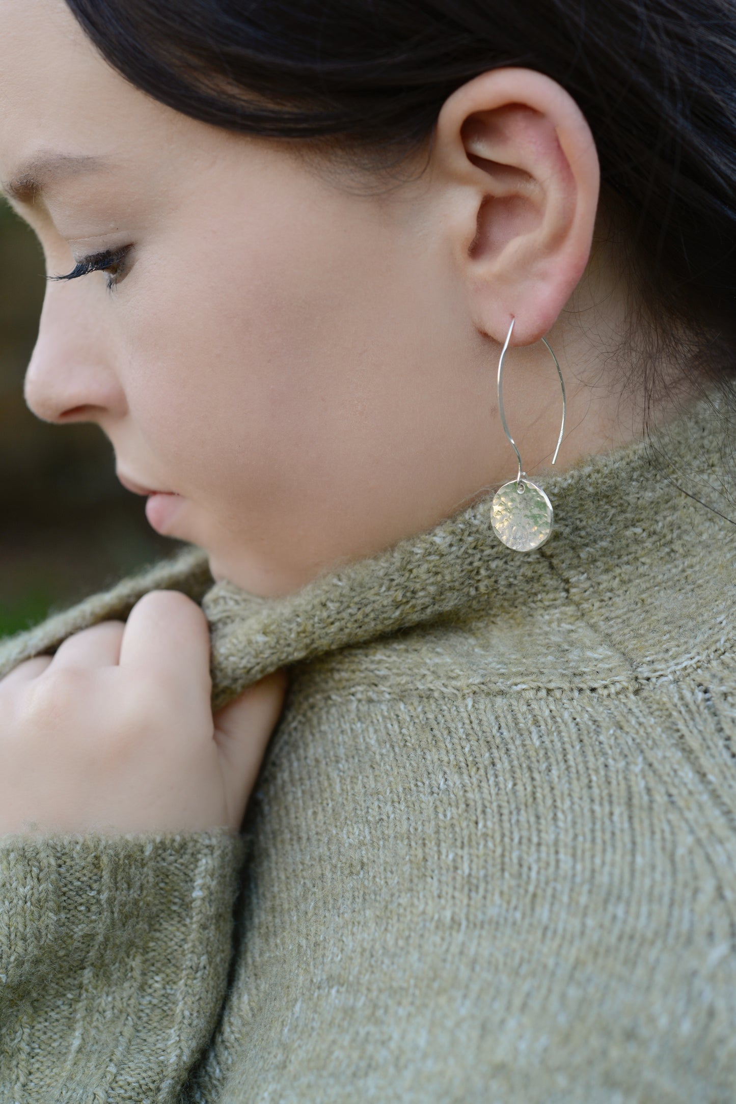 Sterling silver textured earrings 20mm diameter