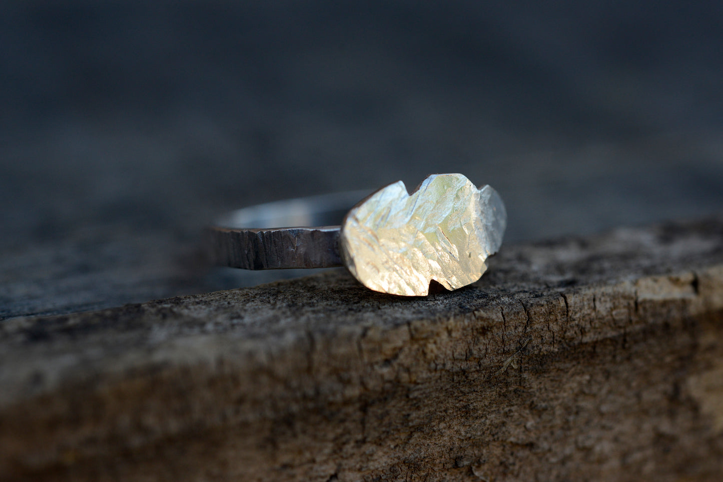 Silver elven leaf ring
