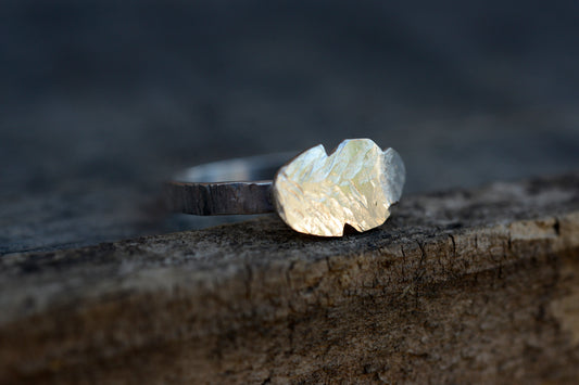 Silver elven leaf ring