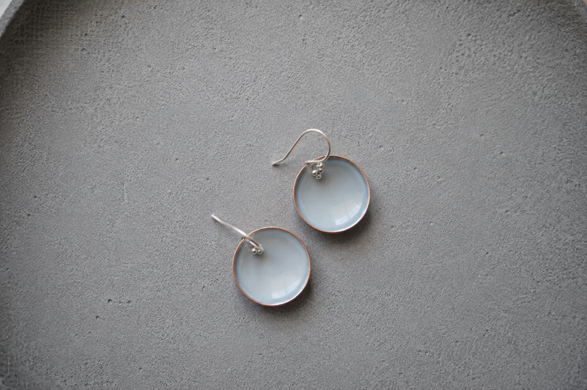 Enamel earrings Blue Grey