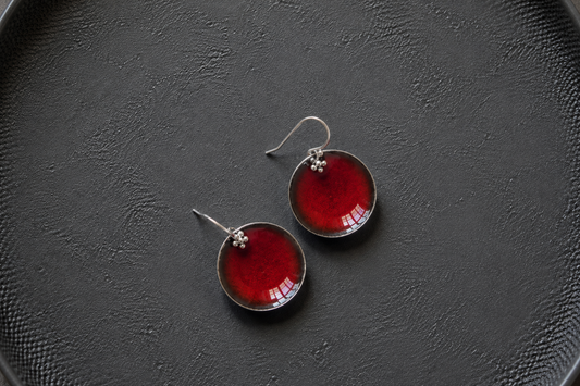 Enamel earrings Red