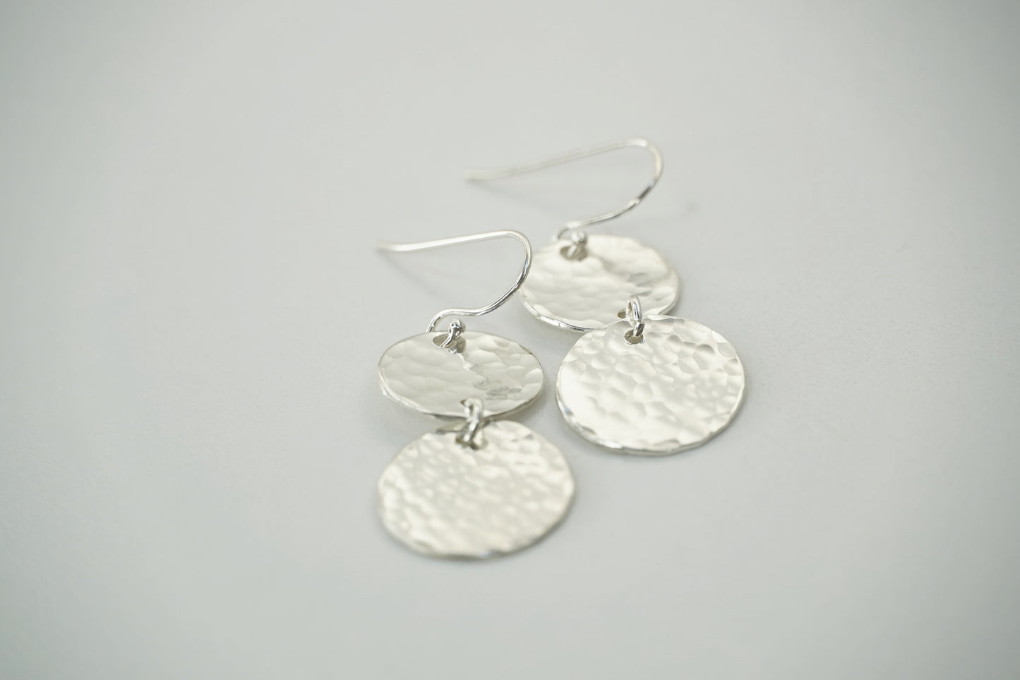Double Sterling silver textured earrings 20mm diameter
